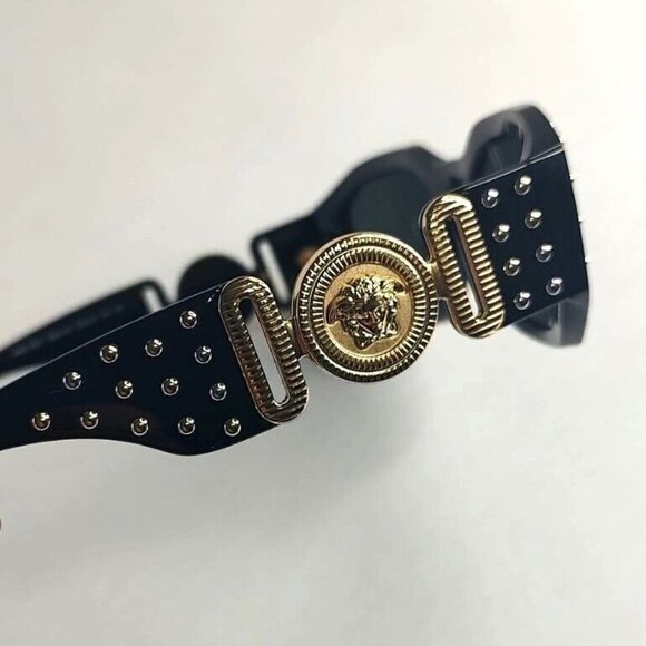 VERSACE Sunglasses VE4361 539787  Medusa Biggie Black Gold Studs  Rectangle - Picture 8 of 15